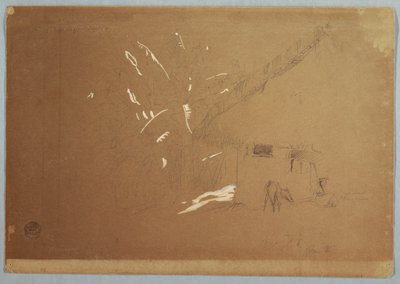 Seated Woman and Grazing Donkey Before a House near Jorje, Ecuador by Frederic Edwin Church