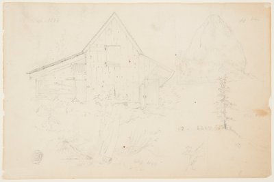 Sketch of a Barn and Haystack by Frederic Edwin Church