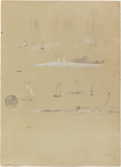 Studies of Sailing Ships and Coastal Landscapes by Frederic Edwin Church