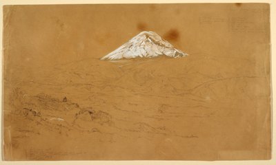 View of Snow Covered Mount Chimborazo Drawn Near Guanojo and Guaranda, Ecuador by Frederic Edwin Church
