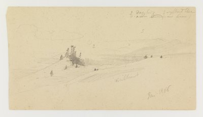 Wooded Hilltop, Hilly Valley, Sun by Frederic Edwin Church