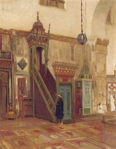 Interior of a Mosque of Mimbar of the Great Mosque at Damascus by Frederic Leighton