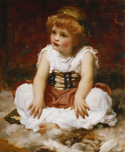 Portrait of a Girl Seated on a Rug by Frederic Leighton
