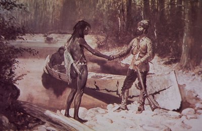 French-Canadian Fur Trapper Doing Business with Native American, Late 19th Century by Frederic Remington