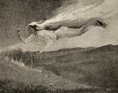 Glared like Ishkoodah, the Comet, Like the Star with Fiery Tresses, from The Song of Hiawatha by Henry Wadsworth Longfellow, 1911 by Frederic Remington