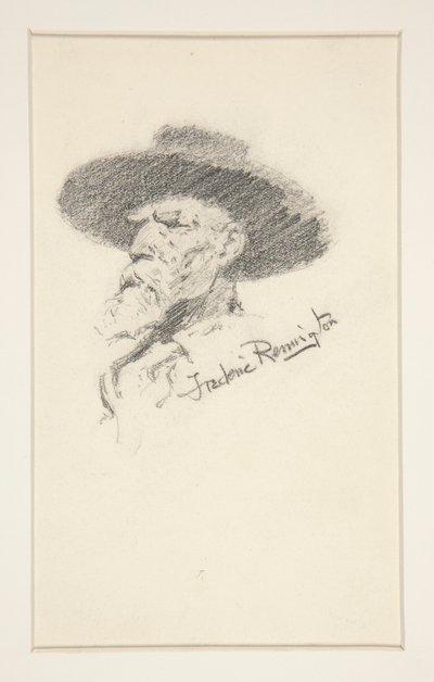 Head of a man by Frederic Remington