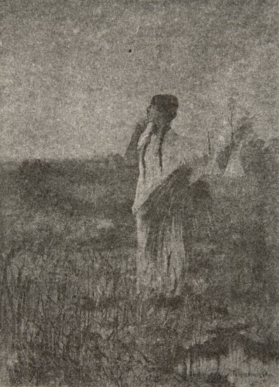 Like a Ghost that Goes at Sunrise, He Beheld a Maiden Walking, from The Song of Hiawatha by Henry Wadsworth Longfellow, pub. by George G. Harrap and Company Ltd., 1911 by Frederic Remington