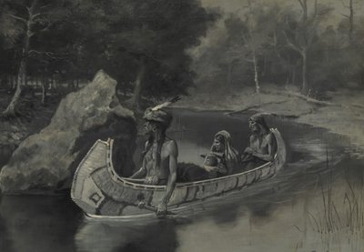 Pitched It Sheer into the River... Where It Still Is Seen in the Summer by Frederic Remington