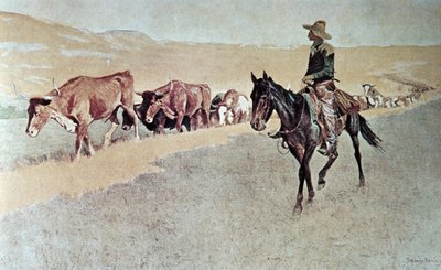 Trailing Texas Longhorns by Frederic Remington