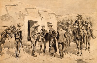 U.S. Cavalry Hunting Garza Men on the Rio Grande, c.1892 by Frederic Remington