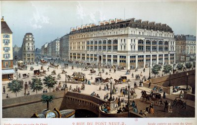Exterior View of La Belle Jardiniere, Rue du Pont Neuf in Paris by Frederic Sorrieu
