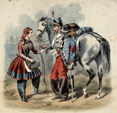 The French Army and Its Cantinieres: Hussard and Cantiniere de Troupe de Line by Frederic Sorrieu
