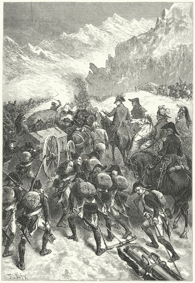 Napoleon leading his army over the Alps by Frederic Theodore (after) Lix