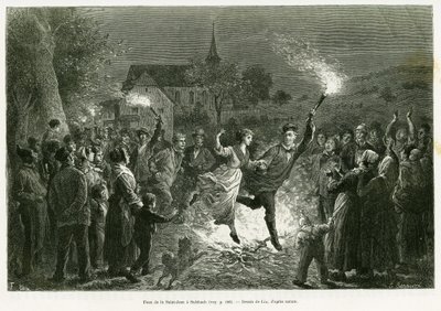 Fire of Saint John in Sulzbach. Engraving by Lix to illustrate the story 
