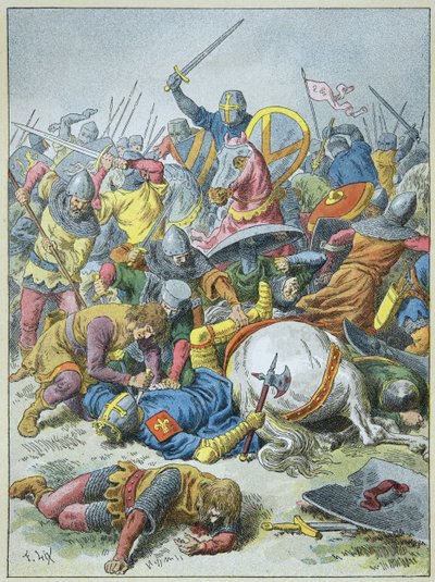 King Philip Augustus at the Battle of Bouvines in 1214 (engraving) by Frederic Theodore Lix