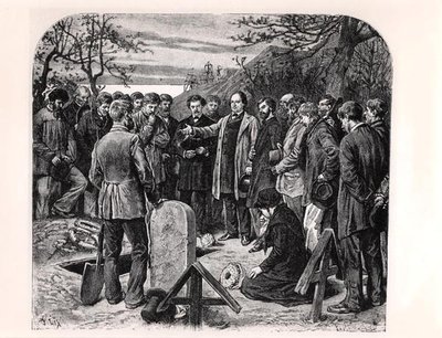 Victor Hugo in Guernsey delivering the funeral oration of a companion in exile, c.1880 by Frederic Theodore Lix