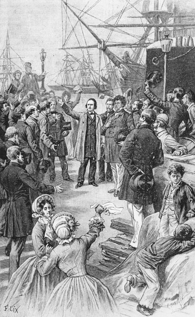 Victor Hugo Saying Goodbye to His Friends and Supporters in Antwerp on 1st August 1852 by Frederic Theodore Lix