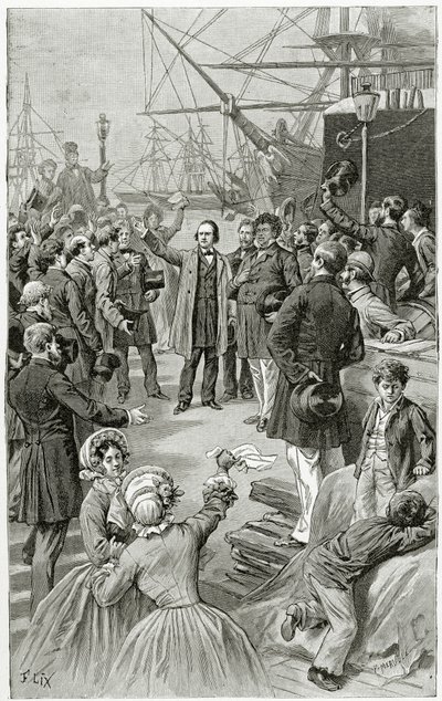 Victor Hugo hails a universal republic during a speech while in exile on 1st August 1852, 19th Century by Frederic Theodore Lix
