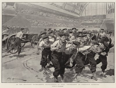 At the Military Tournament, Bluejackets of HMS Excellent at Field-Gun Exercise by Frederic de Haenen