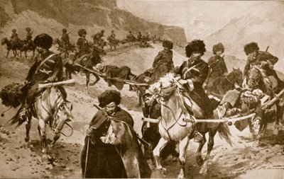 Cossack Ambulance Convoy in the Mountains of Caucasia by Frederic de Haenen