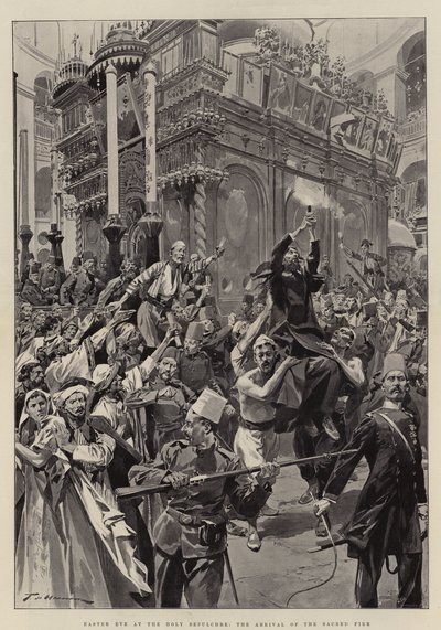 Easter Eve at the Holy Sepulchre, the Arrival of the Sacred Fire by Frederic de Haenen