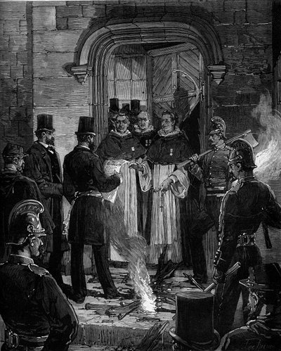 Expulsion of Dominicans from Rue de Jean de Beauvais in Paris by Frederic de Haenen