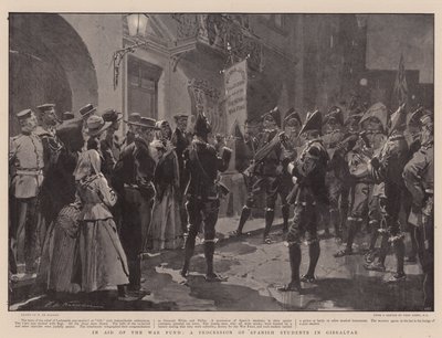 In Aid of the War Fund, a Procession of Spanish Students in Gibraltar by Frederic de Haenen