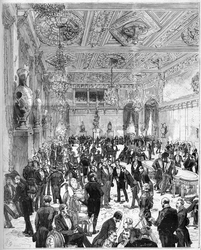 Inauguration of the Hotel de Ville de Paris on 14 July 1882, rebuilt after the fire of 1871: view of the City Council room at the arrival of President Jules Grevy (1807-1891) by Frederic de Haenen