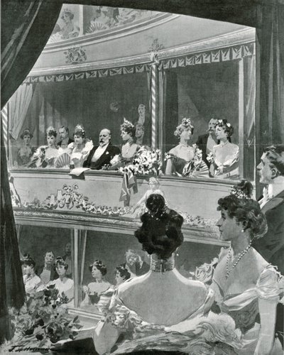 King Edward VII and family at Covent Garden by Frederic de Haenen