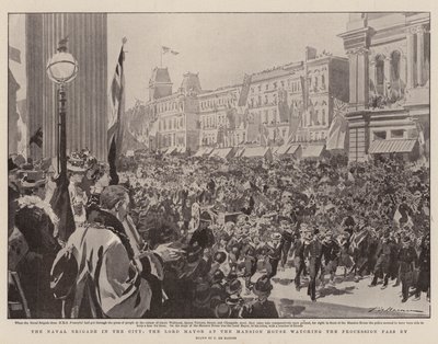 The Naval Brigade in the City, the Lord Mayor at the Mansion House watching the Procession pass by by Frederic de Haenen