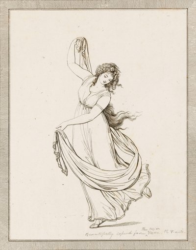 Emma, Lady Hamilton, in a Classical Pose, Dancing and Poised on Her Right Foot by Frederich (after) Rehberg