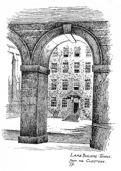 Lamb Building, Temple, from the cloisters, London, 1912 by Frederick Adcock