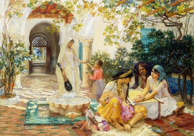 In a Village at El Biar, Algiers by Frederick Arthur Bridgman