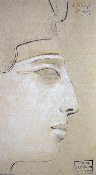 Study of a Relief of a Profile of Seti I in the Temple of Seti I, Abydos by Frederick Arthur Bridgman
