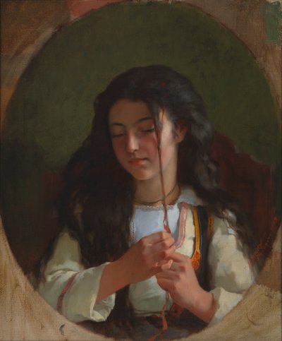 Study of a Young Girl, Pont Aven, 1869 by Frederick Arthur Bridgman