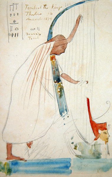 Wall Painting of a Harpist in the Tomb of Ramesses III at Thebes by Frederick Arthur Bridgman