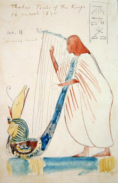 Wall Painting of a Harpist in the Tomb of Ramesses III at Thebes by Frederick Arthur Bridgman