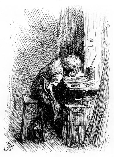 Charles Dickens at the Blacking Factory, an Illustration from 