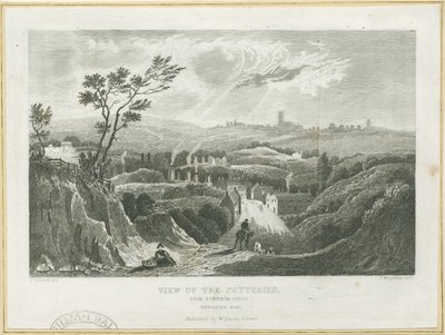 Burslem - View of the Potteries (engraving) by Frederick Calvert