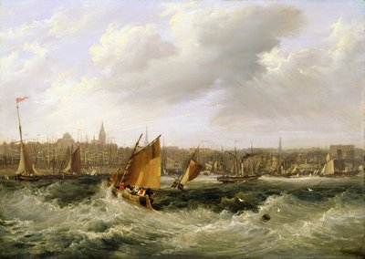 Liverpool, Lancashire from the River Mersey and New Brighton, 1838 by Frederick Calvert