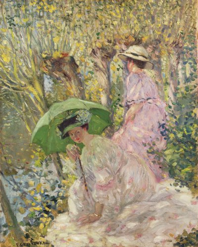 Two Young Girls in a Garden, c.1911 by Frederick Carl Frieseke