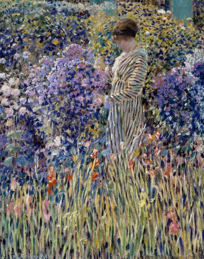 Woman in garden (circa 1912) by Frederick Carl Frieseke