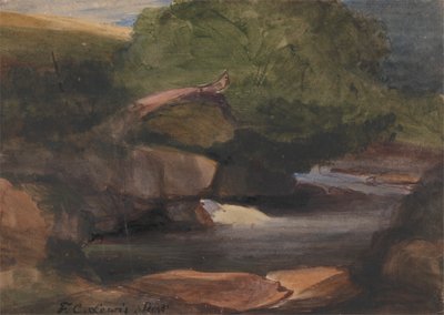 Trees and a Rocky Stream by Frederick Christian Lewis the Elder