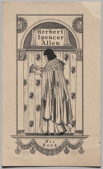 Bookplate: Herbert Spencer Allen, His Book inscribed by Frederick Garrison Hall