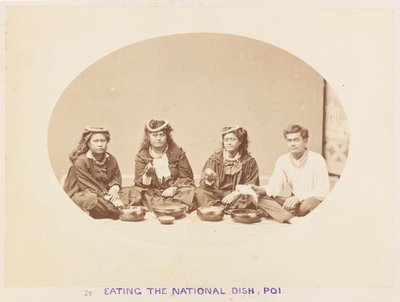 Pacific Station in HMS Triumph - Photo 25, Eating the National dish; Poi by Frederick George Denham Bedford