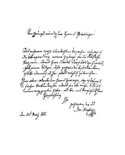 Letter by Francis Joseph Haydn to Herr von Griesinger, 1803 by Frederick George Netherclift