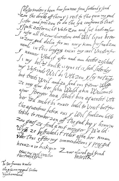 Letter by Mary Queen of Scots to Sir Francis Knollys by Frederick George Netherclift