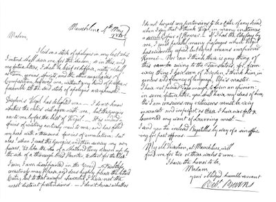 Letter by Robert Burns to Mrs Dunlop of Haddington, 1788 by Frederick George Netherclift