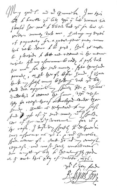 Letter by Robert Dudley, Earl of Leicester, to Lord Burghley and Sir Walter Mildmay, 1576 by Frederick George Netherclift
