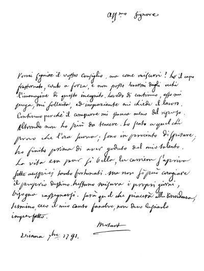 Letter by Wolfgang Amadeus Mozart by Frederick George Netherclift